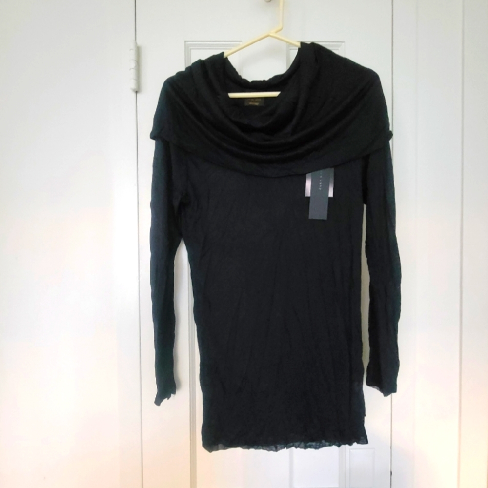 NWT Limited Edition Zara cowl neck sheer long sleeve top size small